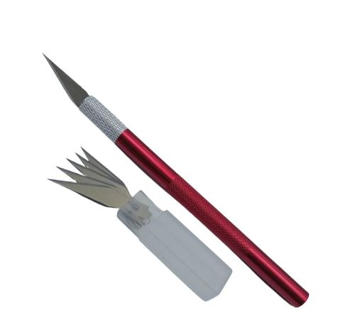 Estilete Cabo Metal/ Bisturi De Precisão Artesanato c/ 6 Lâminas