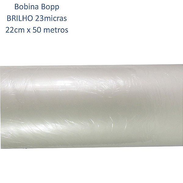 Bobina BOPP BRILHO 23 micras - 22cm x 50 metros