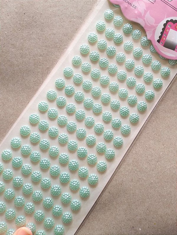 Cartela de Adesivos Pérola Boladinha Verde para Personalizar Lembrancinhas, Agendas