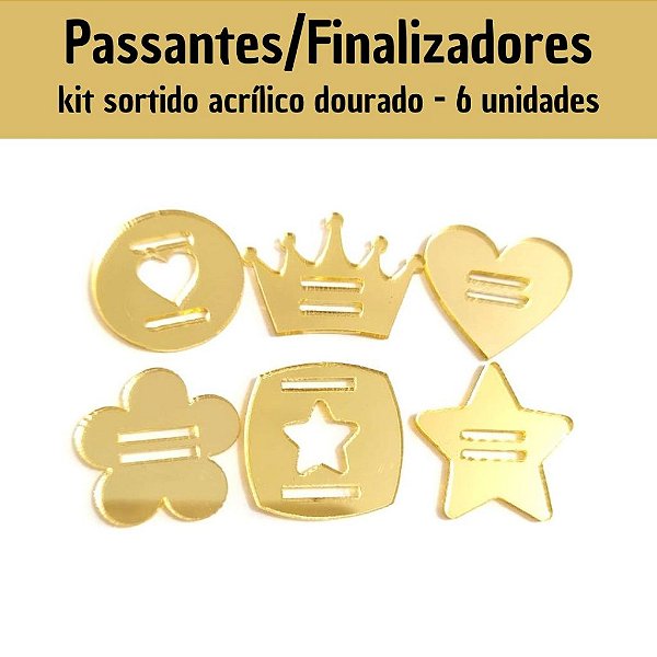 Kit Sortido Passantes/ Finalizadores para Agendas - 6 unidades DOURADO