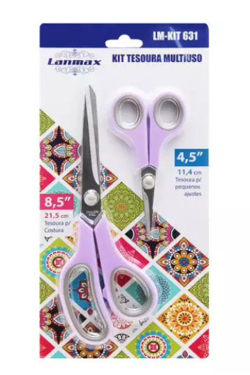 Conjunto de Tesouras para Costura, Artesanato, Patchwork 8,5" e 4,5" - 2 unidades