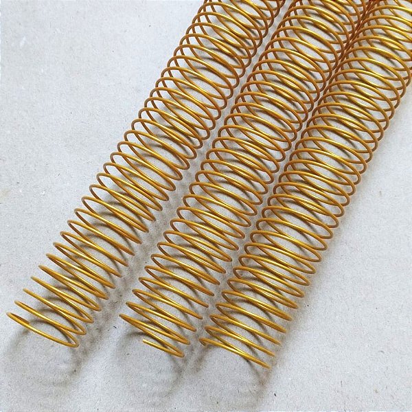 KIT C/03 - Espiral de Aço p/ Encadernação Revestido em Nylon 1 1/4'' (275 fls) Passo 4X1 - DOURADO