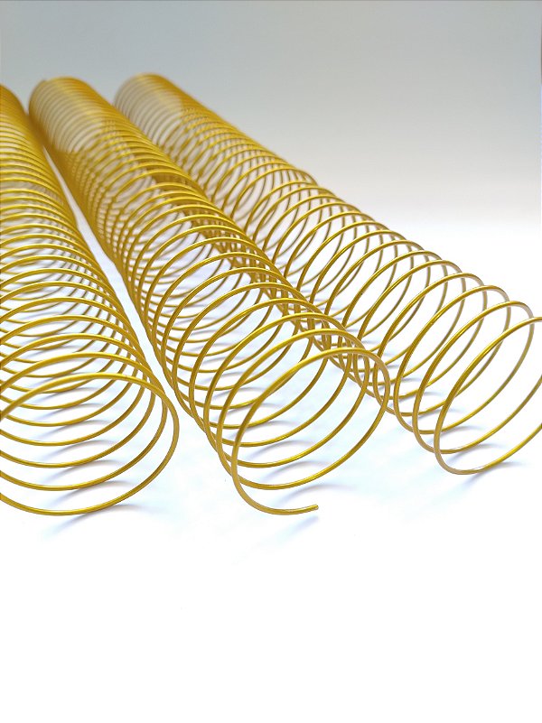 KIT C/03 - Espiral de Aço p/ Encadernação Revestido em Nylon 1 1/2'' (350 fls) Passo 3x1 - DOURADO