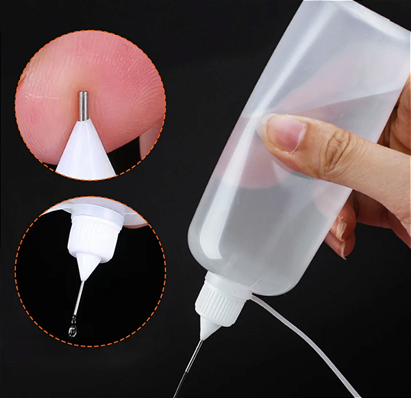 KIT C/ 02 UNIDADES - Frasco Aplicador / Tubo para cola com bico fino de metal - 50ml