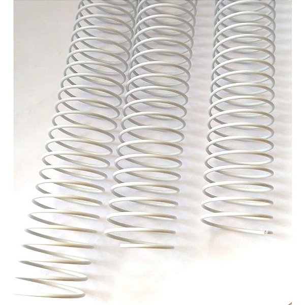 KIT C/03 - Espiral de Aço p/ Encadernação Revestido em Nylon 1'' (200 fls) Passo 4X1 - BRANCO