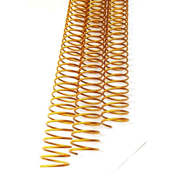 KIT C/03 - Espiral de Aço p/ Encadernação Revestido em Nylon  3/4 (150 fls) Passo 4X1 - DOURADO
