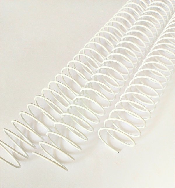 Espiral de Aço p/ Encadernação Revestido em Nylon Branco 1/1'' (200 fls) Passo 3X1 - 12 unidades