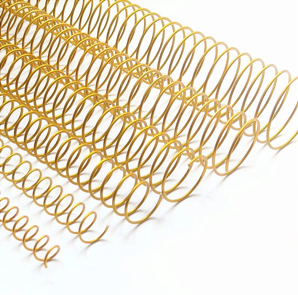 KIT C/ 03 - Espiral de Aço para Encadernação Revestido em Nylon 1/1'' (200 fls) Passo 3x1 - DOURADO
