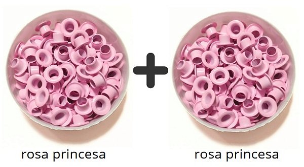 Kit Ilhós Nº54 em Alumínio 200 Unidades Para Customização Papel e Costura Criativa Rosa princesa + Rosa princesa