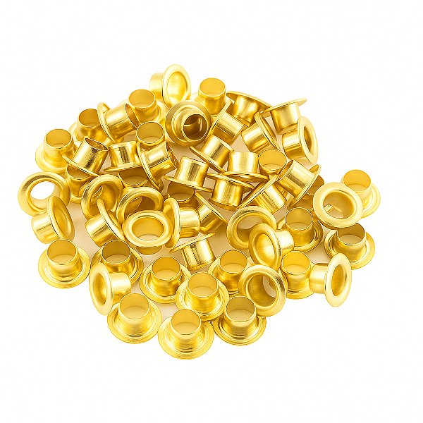 Kit 200 Ilhoses Ferro 3/16'' Nº54 Dourado  Para Costura Couro e Artesanato