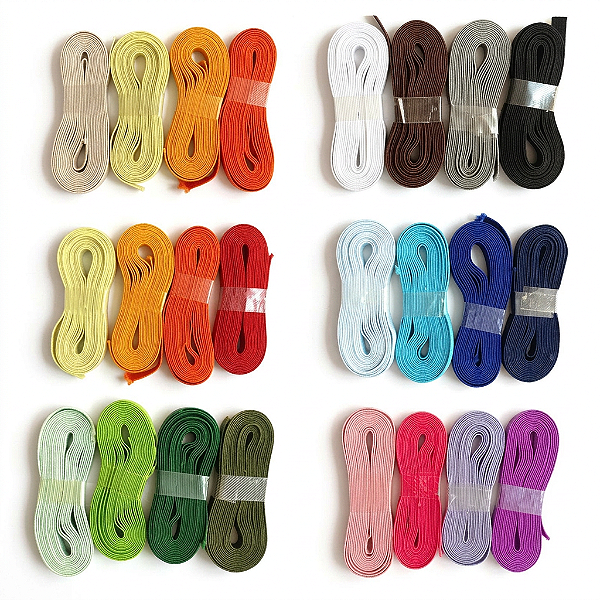 8 MTS no Kits de Cores - Elástico Chato Colorido 7mm para Artesanato - 2 metros p/COR