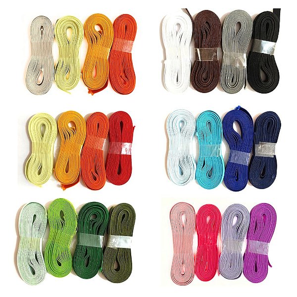 8 MTS no Kits de Cores -  Elástico Chato Colorido 7mm para Artesanato - 2 metros p/COR
