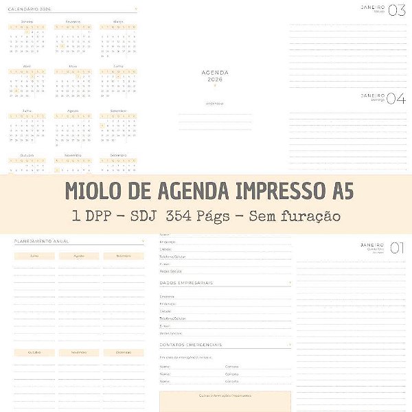 Miolo Impresso de Agenda SALMÃO  2026  A5 - 1 DPP SDJ 354 pgs/ 75g