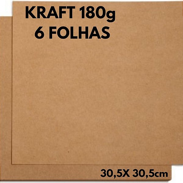 Papel Kraft 180g - 30,5 x 30,5cm - 6 folhas