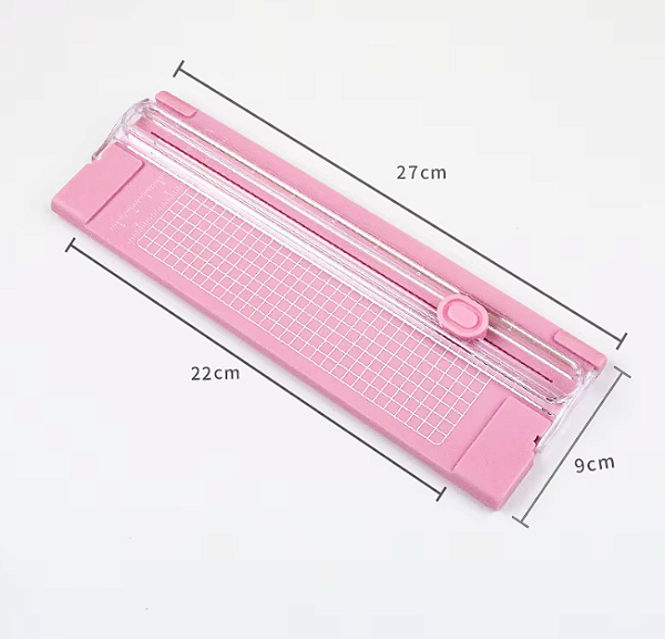 Mini Guilhotina Rosa para Artesanato Scrapbook - 21cm