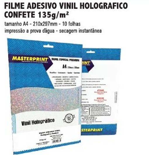 MP-FILME ADESIVO HOLOGRAFICO CONFETE 135G/M² A4 10FOLHAS