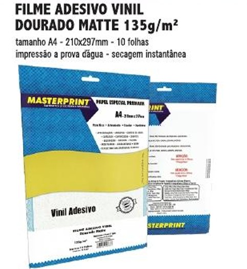 MP-FILME ADESIVO VINIL DOURADO MATTE 135G/M² A4 - 10FOLHAS