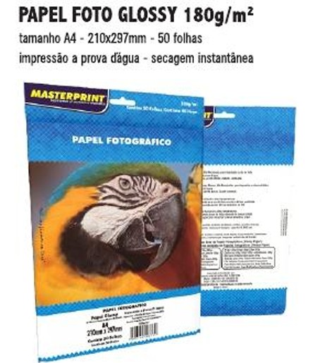 MP-PAPEL FOTO GLOSSY 180G/M² A4 - 50FOLHAS