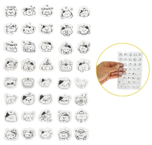 CARTELA MINI CARIMBOS DIVERTIDOS SORTIDOS EM SILICONE PLANNER - 40 UNIDADES