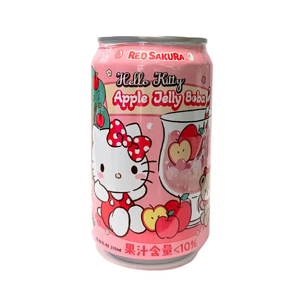 BEBIDA SABOR MAÇA APPLE JELLY BOBA HELLO KITTY 310ML - RED SAKURA