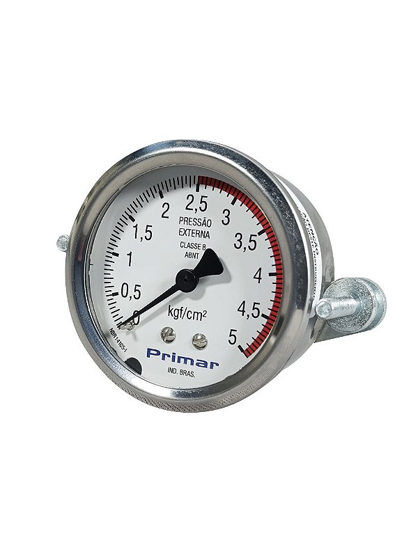 Manômetro Angular para Autoclave Escala 0 A 5 BAR - 1/4 BSP