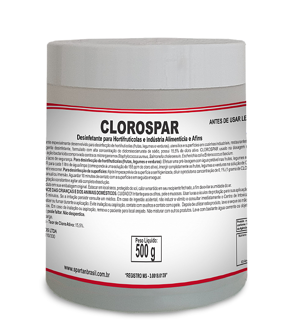 Clorospar - Desinfetante para Hortifrutícolas - 500g - Spartan
