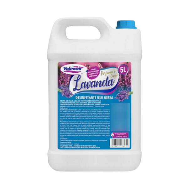 Desinfetante Valência Bactericida Limpeza Pesada Uso Profissional - 5L - Lavanda