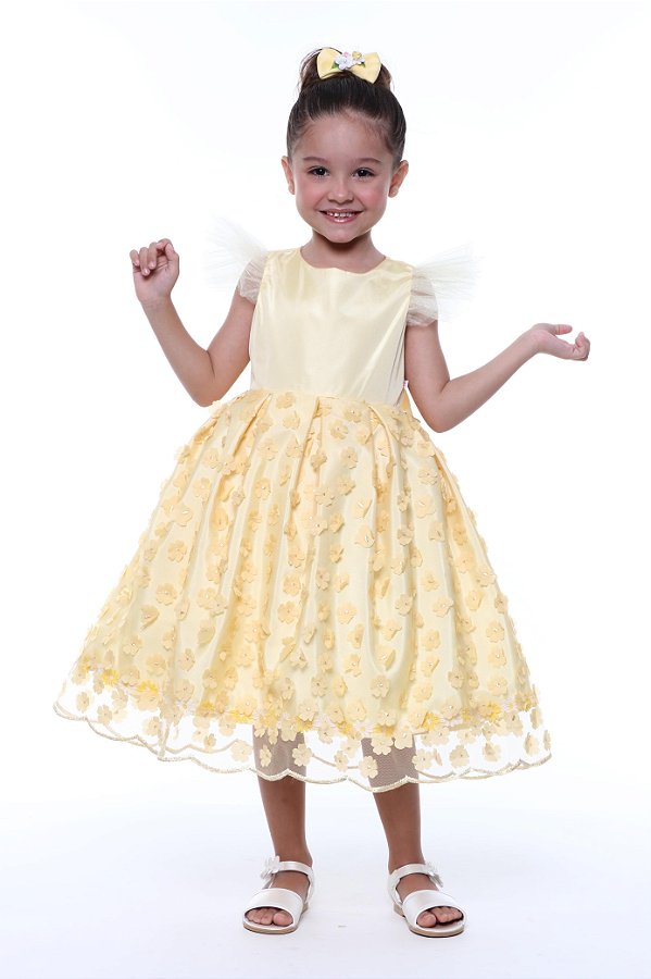 Vestido Amarelo com laço nas costas removível