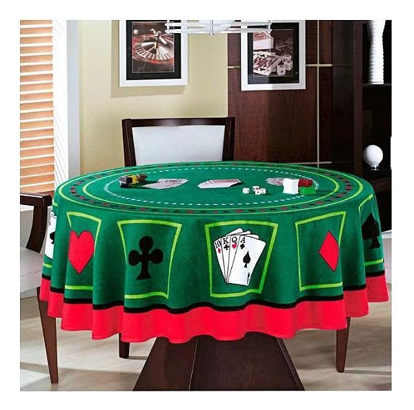 Toalha De Mesa Teka Redonda Aveludada Jogos Baralho 160cm