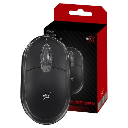 Mouse BRX 1000dpi Usb 3 Botões Preto
