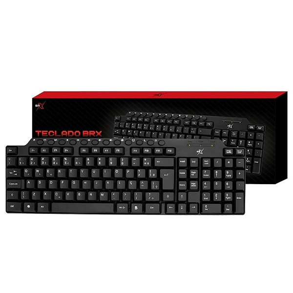 Teclado ABNT2 Multimidia Usb BRX Preto