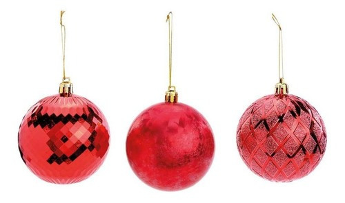 20 Bolas de Natal Sortidas Cromus Vermelha 8cm 1106273