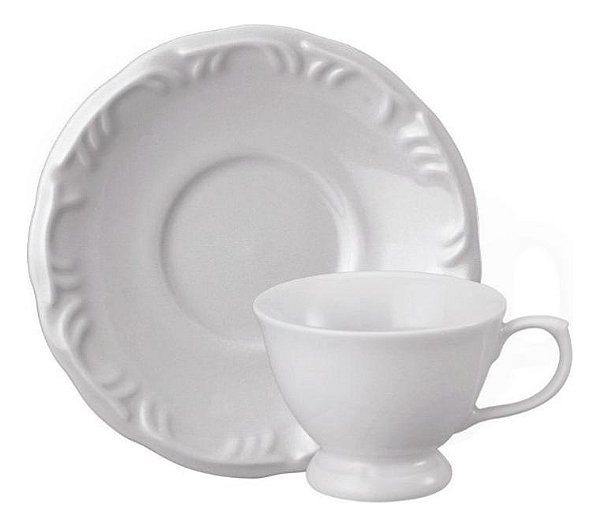 Xícara de Café Com pé e Pires Pomerode Branco 70 ml Schmidt