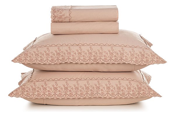 Jogo De Cama Karsten Queen Antônia 200 Fios Rosé