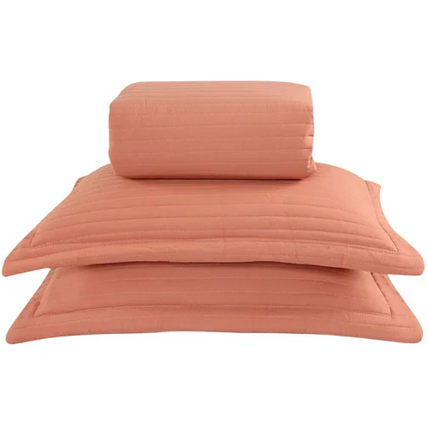 Colcha Cobre Leito Amalfi King Têxtil Arte Terracota 3 Peças