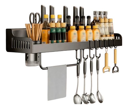 Porta Temperos Organizador Suspenso Cozinha Preto