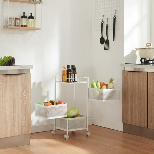 Fruteira De Chão Quadrada 03 Divisorias Cozinha Branco