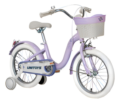 Bicicleta Retrô Infantil Aro 16 Com Cesta Lilás Unitoys