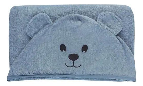 Toalha De Banho Para Bebê Baby Com Capuz Teka Azul Urso
