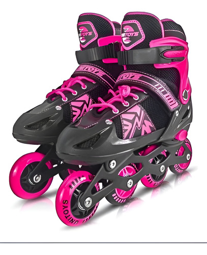 Patins Inline Unitoys Leds Na Primeira Roda Rosa