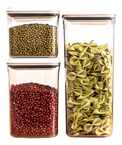 Kit 3 Potes Mantimentos Hermético Médio Com Tampa