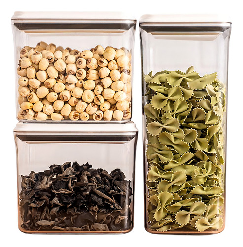 Kit 3 Potes Mantimentos Hermético Grande Com Tampa