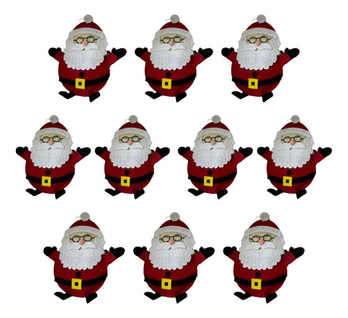 Kit 10 Enfeites Papai Noel Pendurar Árvore Natal Cromus 12cm