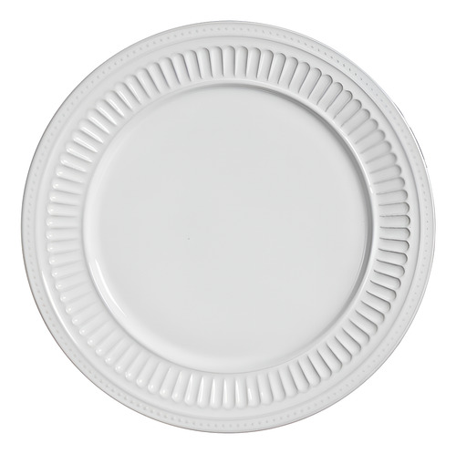 Jogo 6 Pratos Raso Poppy Branco Scalla Cerâmica