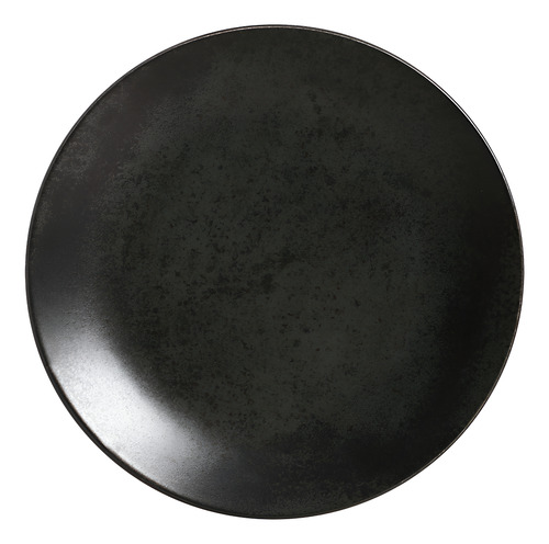 Conjunto 12 Pratos Rasos Cerâmica Stone Black Scalla