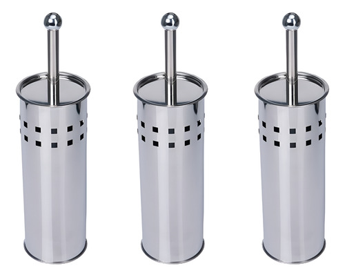 Kit 3 Escova Sanitária Vaso Com Cabo De Inox E Suporte Ecos