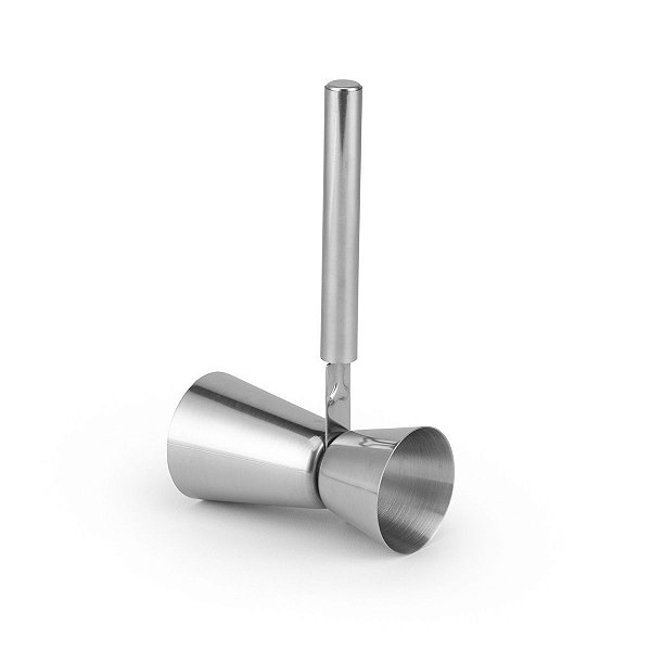 Copo Dosador Inox Duplo 25ml e 50ml com Cabo