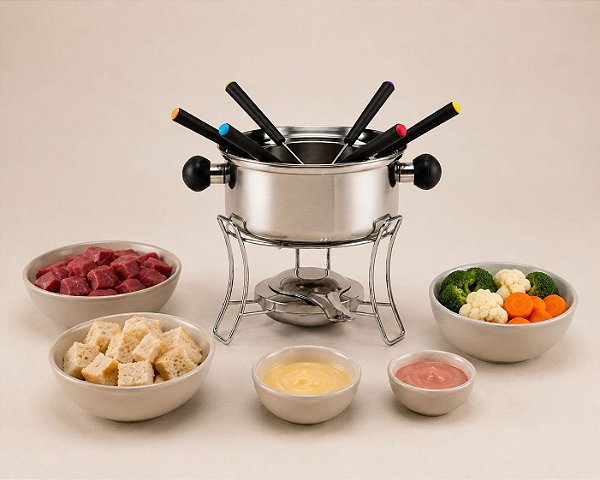Conjunto Fondue 10 Peças Inox 1 L Liso
