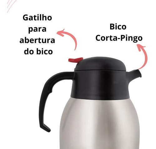 Bule Para Leite Chá Chaleira Inox Com Gatilho 1,2 Litros Mor
