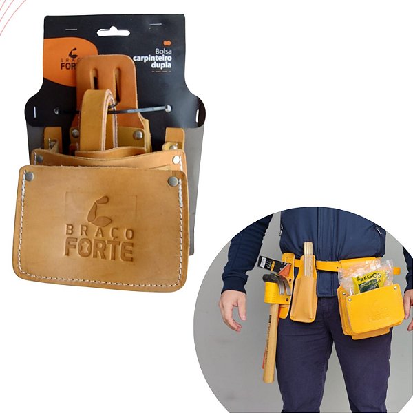 Cinto Utilitário Para Carpinteiro Em Couro Legítimo duplo